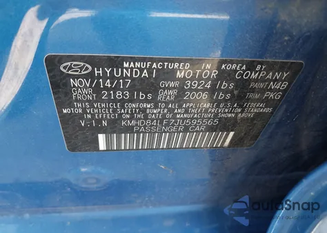 2018 Hyundai Elantra Value Edition from USA, damaged, VIN KMHD84LF7JU595565